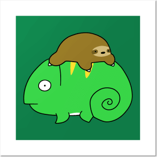 Little Sloth and Chameleon Posters and Art